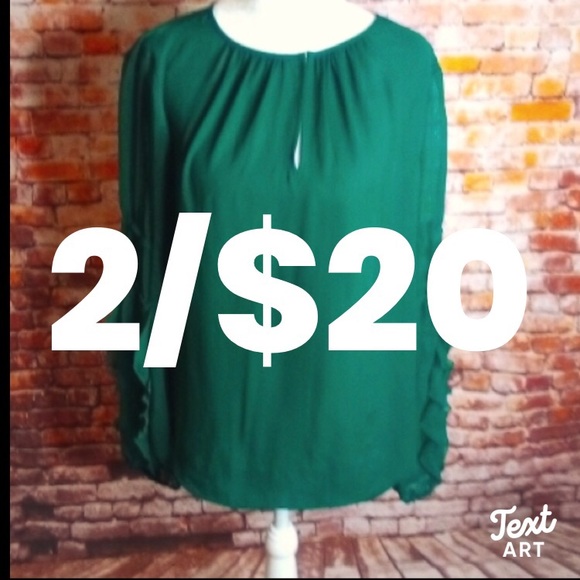Worthington Tops - Worthington Emerald Green Semi Sheer Keyhole Blouse